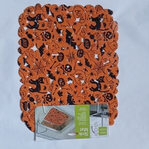 Halloween Orange and Black Kitchen Sink Mat